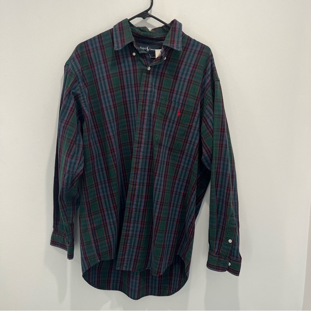 RALPH LAUREN Blaire Plaid Button Down Classic Cotton Shirt | Mens large